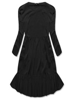 Czarna elegancka sukienka z falbanką z guzikami na plecach