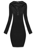 Czarna prążkowana kapitalna sukienka z suwakiem