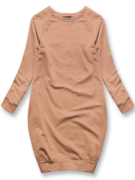 Camelowa casualowa oversizowa sukienka basic