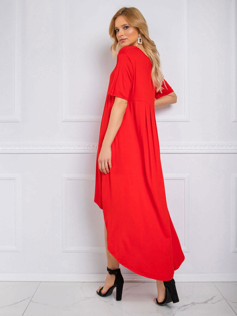 Czerwona Oversizowa zwiewna sukienka asymetryczna