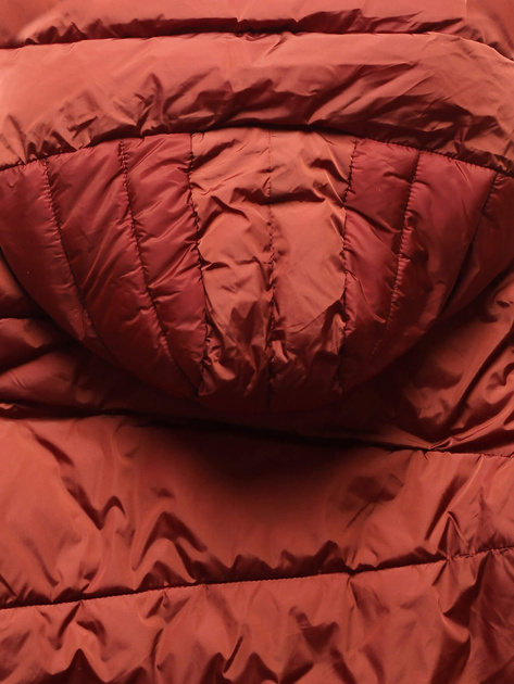 Cynamonowa długa pikowana zimowa kurtka płaszczyk z kołnierzem