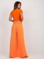 Pomarańczowe czadowe eleganckie spodnie z szeroką nogawką
