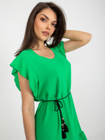 Zielona kapitalna zwiewna sukienka z falbanką