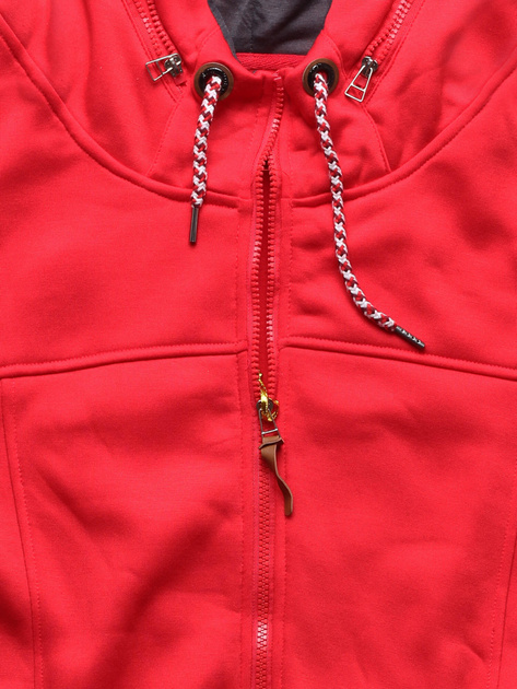 Czerwona bluza płaszczyk long z suwakiem w kapturze