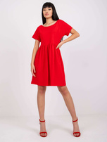 Czerwona, plisowana, przewiewna, wygodna, twarzowa sukienka basic