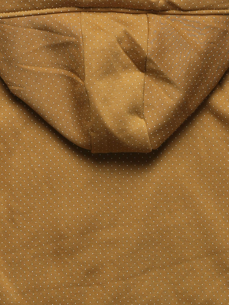 Musztardowa długa bluza w groszki z kapturem