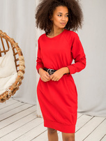 Czerwona casualowa oversizowa sukienka basic