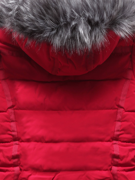 Bordowa zimowa bardzo ciepła kurtka płaszczyk dłuższy tył